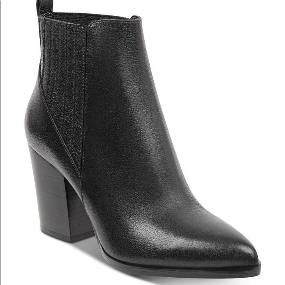 Marc Fisher Women’s Alva Block Heel Bootie in Black Leather 8.5
